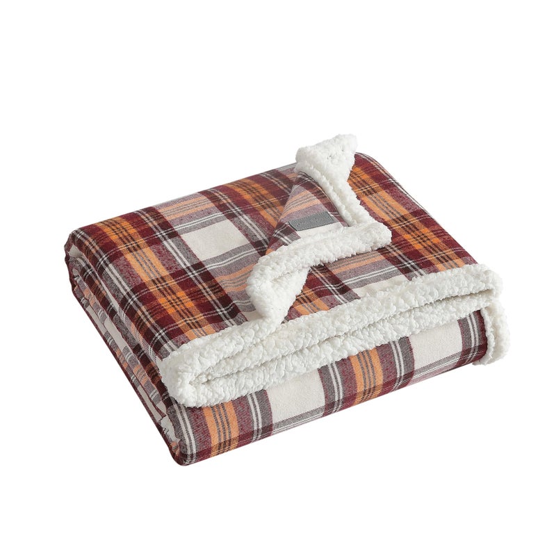 Eddie Bauer - Blanket, Soft Reversible Sherpa & Brushed Fleece Bedding, Perfect for Lounging, Dorm Essentials (Edgewood Plaid Red) - Image 4