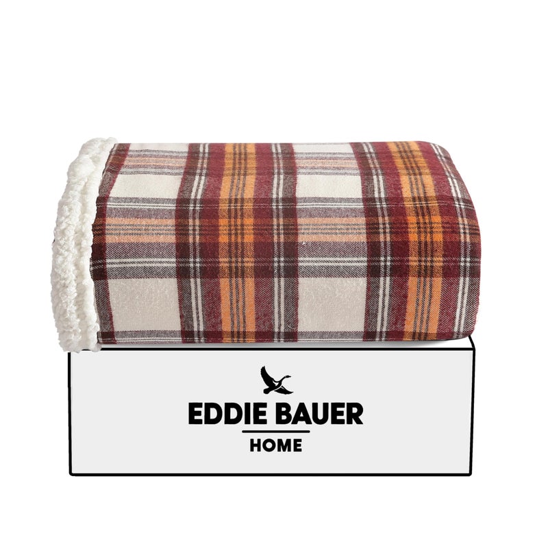 Eddie Bauer - Blanket, Soft Reversible Sherpa & Brushed Fleece Bedding, Perfect for Lounging, Dorm Essentials (Edgewood Plaid Red) - Image 5