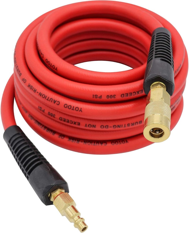 yotoo خرطوم هواء هجين YOTOO 3/8 بوصة بطول 25 قدم 300 PSI ثقيل الوزن أحمر - Image 1