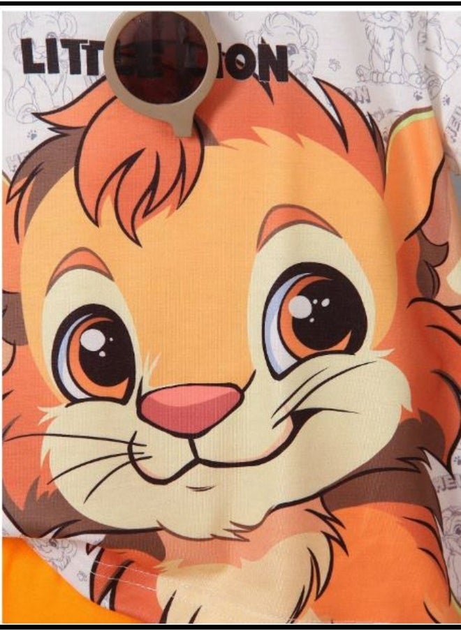 Shein SHEIN Kids QTFun Little Boys' Lion & Letter Print Short Sleeve T-Shirt And Shorts Set  - Image 3