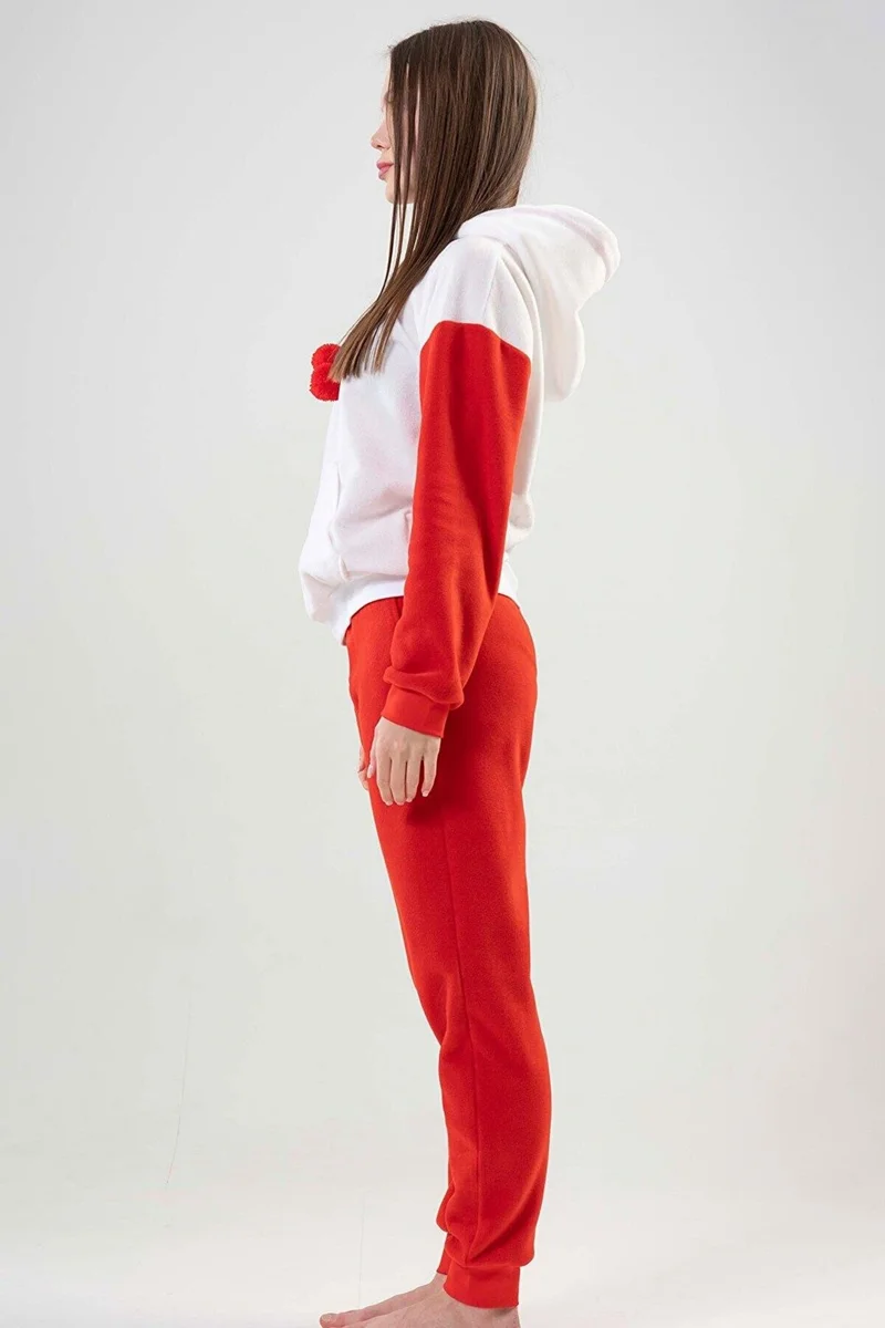Vienetta Women's Fleece Hooded White Pajama Set 203059-0000