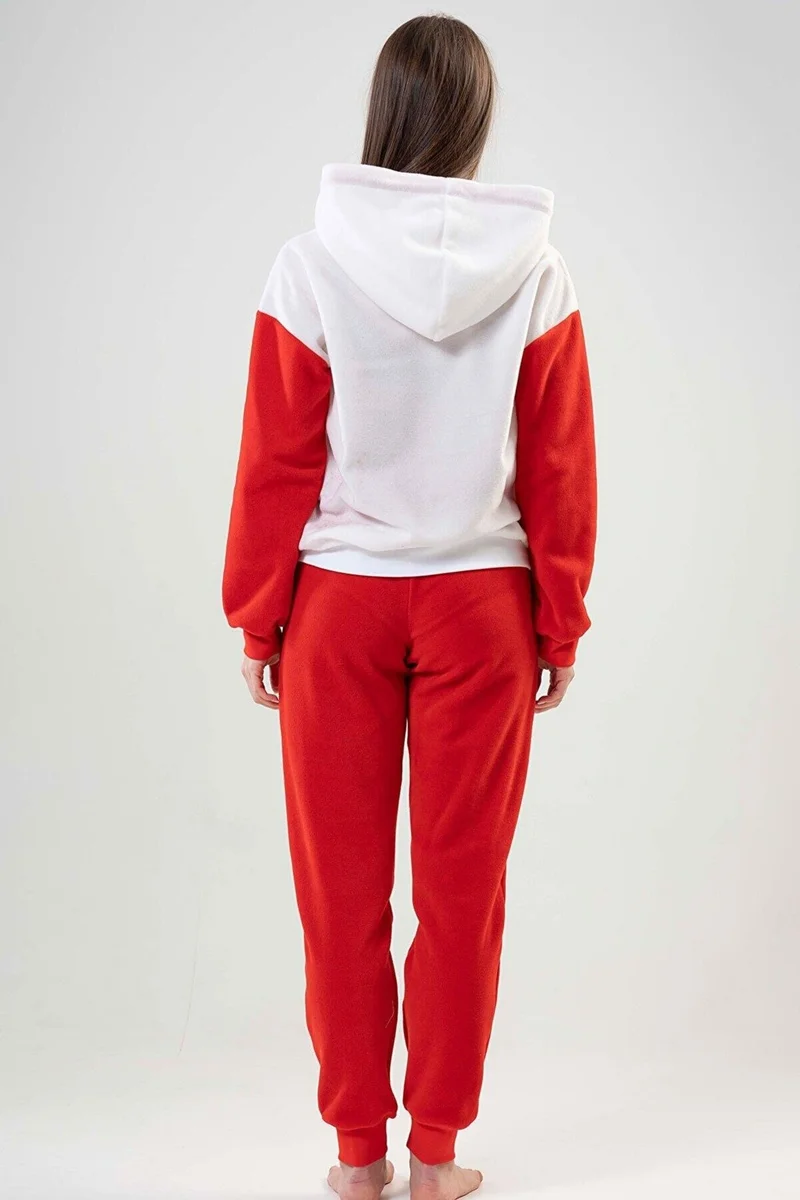 Vienetta Women's Fleece Hooded White Pajama Set 203059-0000