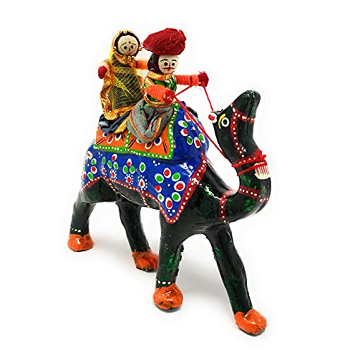 JH Gallery Handmade Recycled Material Figurines Rajasthani Doll Couple Rider Idol Showpiece, Multicolor (18 * 16 * 5cm) (Camel) - Image 3