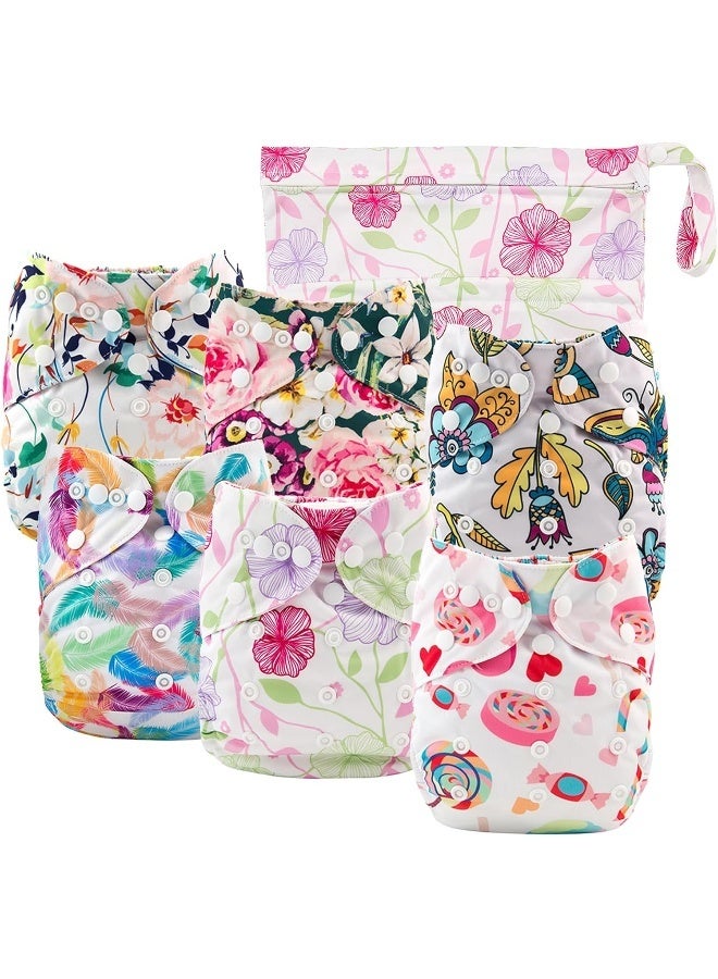 Babygoal Cloth Diaper Cover for Girls, Baby Adjustable Reusable Covers for Fitted Diapers and Prefolds - Image 1