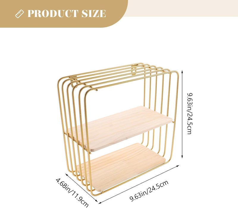 Wall Mounted Floating Shelf Metal Storage Rack, Square Gold Multifunctional Wall Shelf for Living Room Bedroom Bathroom Home Décor and Organization - Image 3