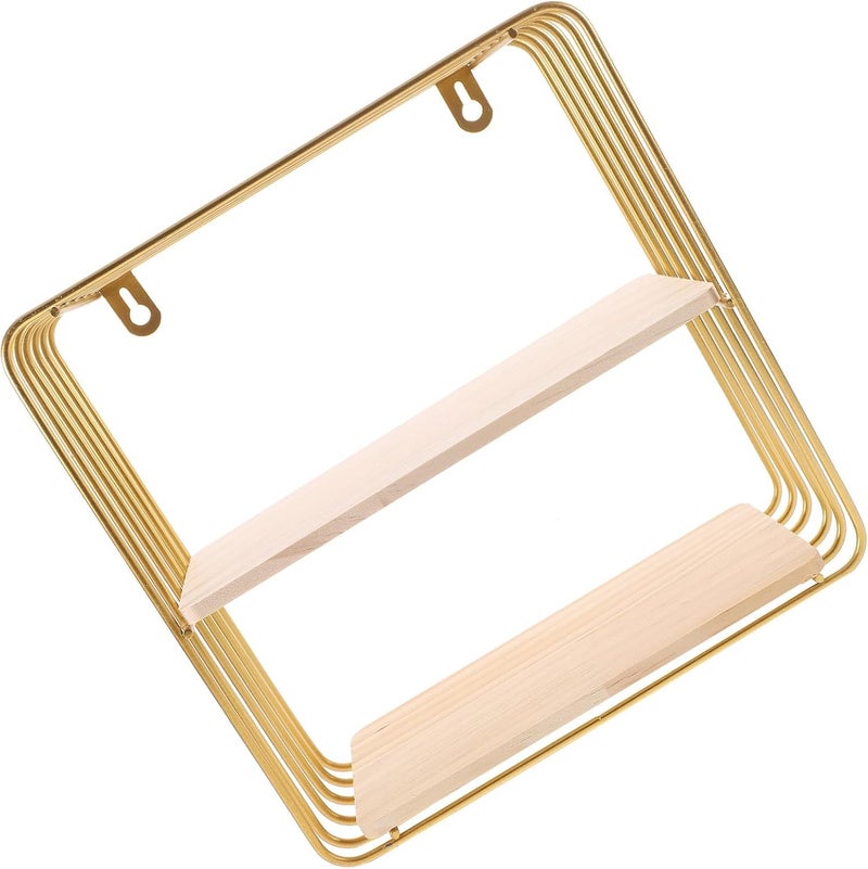 Wall Mounted Floating Shelf Metal Storage Rack, Square Gold Multifunctional Wall Shelf for Living Room Bedroom Bathroom Home Décor and Organization - Image 1