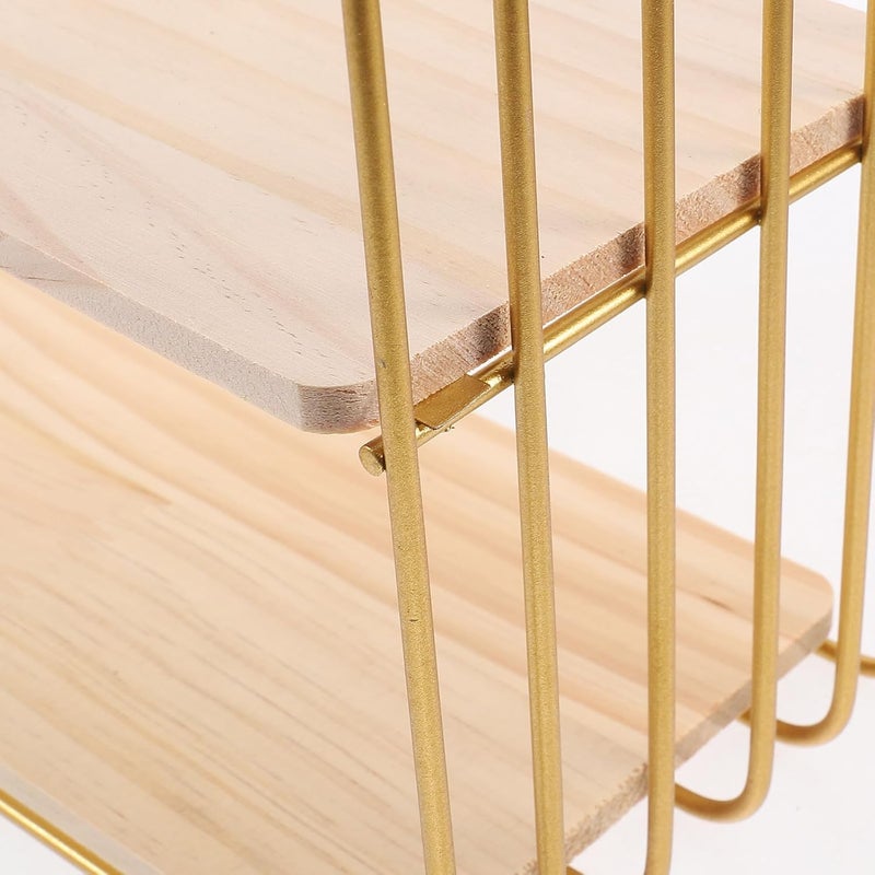 Wall Mounted Floating Shelf Metal Storage Rack, Square Gold Multifunctional Wall Shelf for Living Room Bedroom Bathroom Home Décor and Organization - Image 4