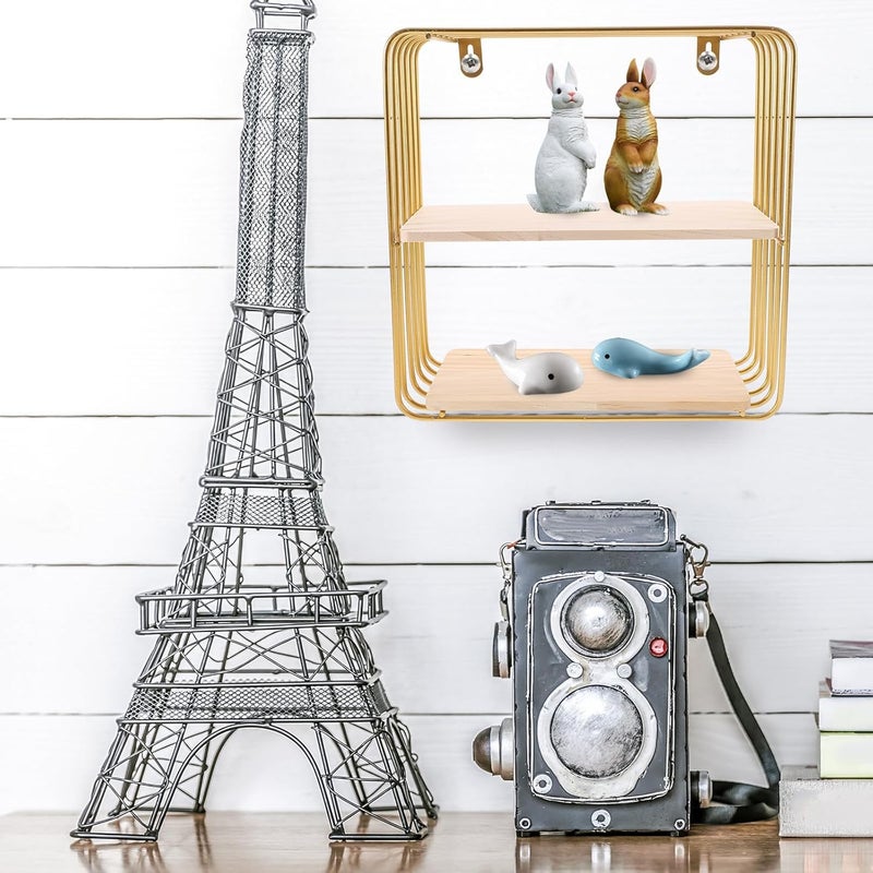 Wall Mounted Floating Shelf Metal Storage Rack, Square Gold Multifunctional Wall Shelf for Living Room Bedroom Bathroom Home Décor and Organization - Image 2
