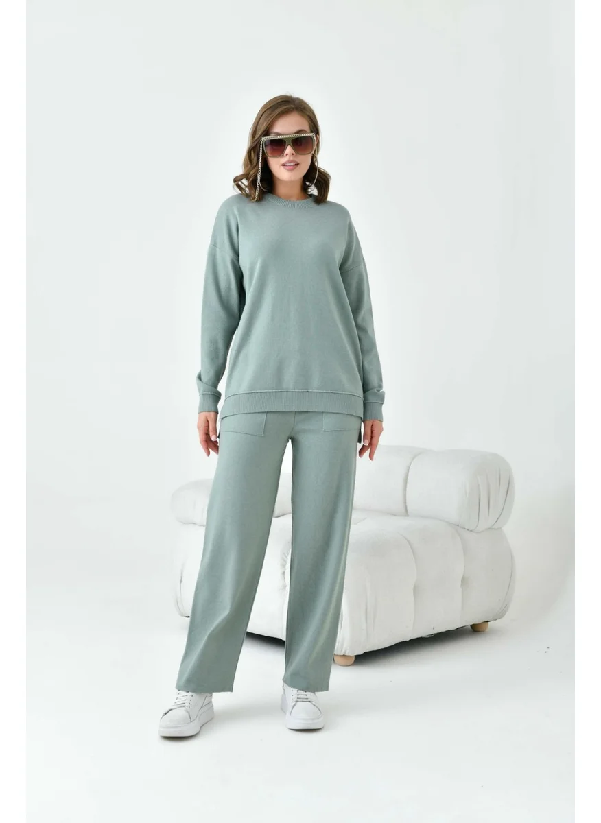 جارمي Women's Plain Basic Two Piece Set Mint