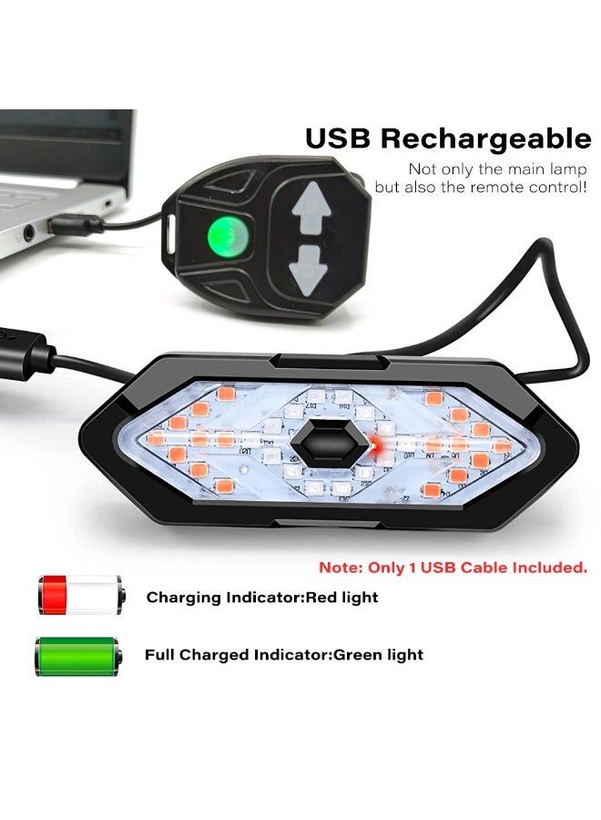 كيو واي إشارة انعطاف للدراجات الهوائية — ضوء خلفي قابل لإعادة الشحن عبر USB، مزود بزمّارة و32 مصباح LED — ضوء تحذيري لاسلكي يعمل بالتحكم عن بُعد للقيادة الليلية - Image 4
