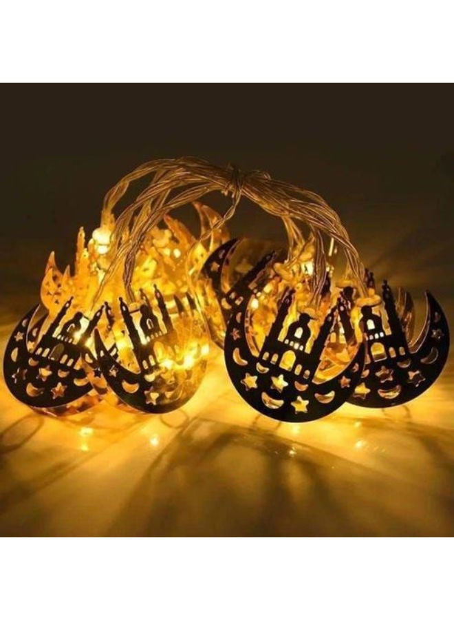 أضواء زينة رمضانية على شكل تماثيل مسجد وهلال معدنية معلقة - Image 2