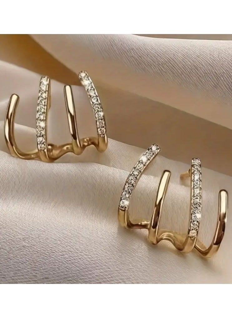 Home Clearance Sale 1 Pair Elegant & Simple U-Shaped Earrings, Women's Fashion Studs, Zinc Alloy with Stainless Steel Posts, All-Season Versatile Jewelry Accessory for Daily & Celebration Wear  - Image 3