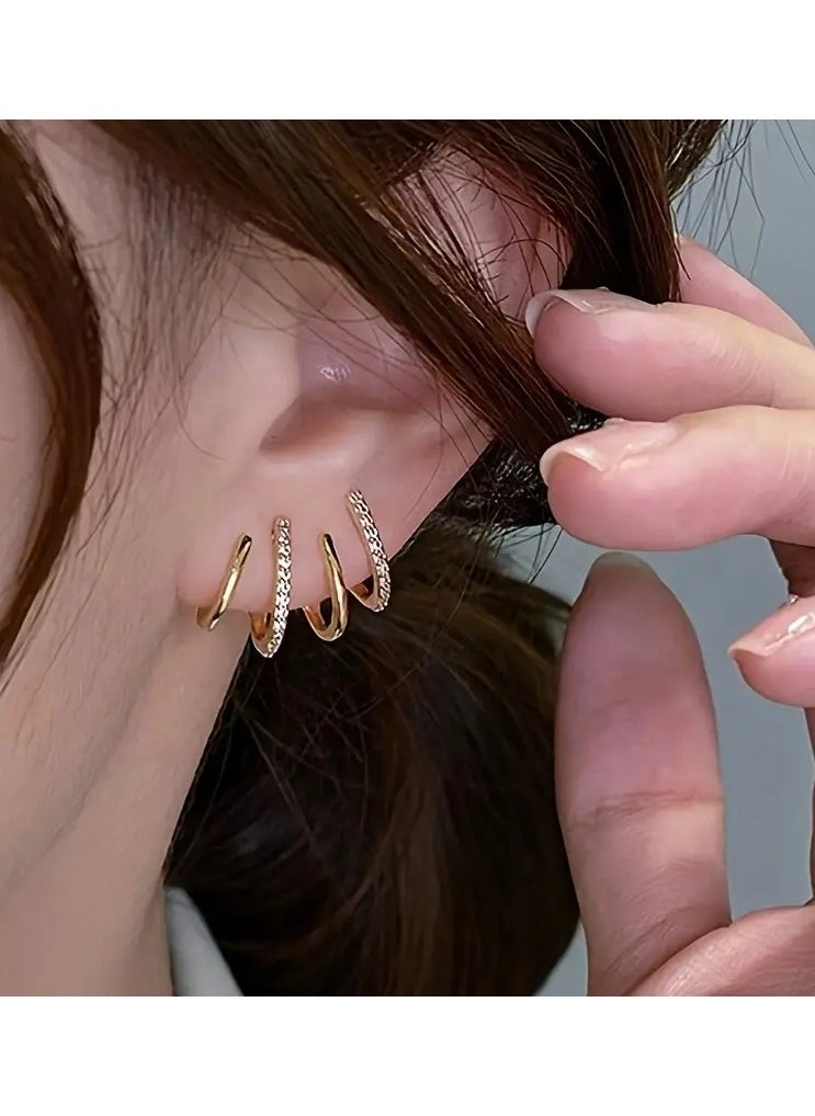 Home Clearance Sale 1 Pair Elegant & Simple U-Shaped Earrings, Women's Fashion Studs, Zinc Alloy with Stainless Steel Posts, All-Season Versatile Jewelry Accessory for Daily & Celebration Wear  - Image 4