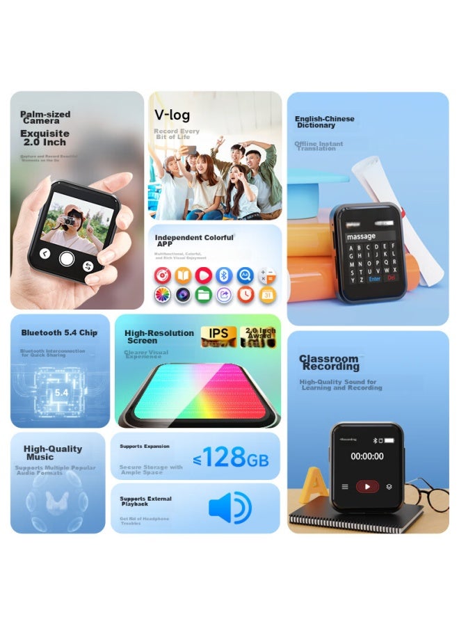 Aigo 805 Camera And Photo/video Player, 2-inch Touchscreen, Bluetooth 5.4, Lossless Hifi Sound, Portable English Learning Device, E-book Reader, 16gb - Image 2