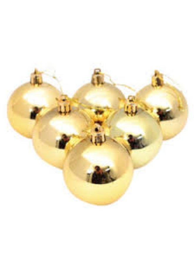 Set of 6 Large Gold Plastic Decoration Balls , ideal for big spaces and trees - Image 2