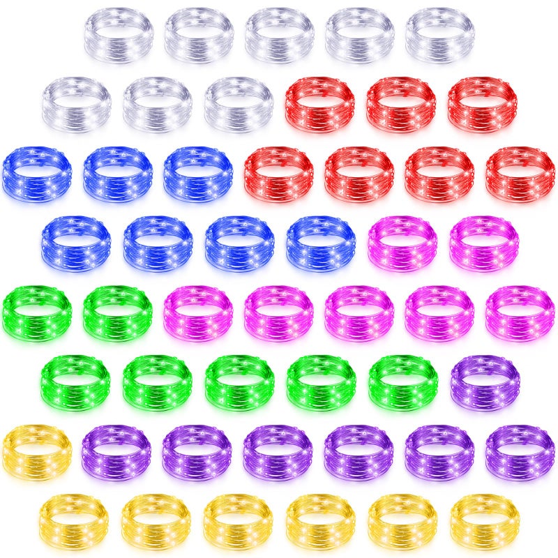 Tuanse 50 Pack LED Fairy Lights Battery Operated String 3 Speed Modes 7 Ft 20 LED Starry Wedding Decoration Waterproof Wire Twinkle Light for DIY Jar Bedroom Christmas Colorful Color