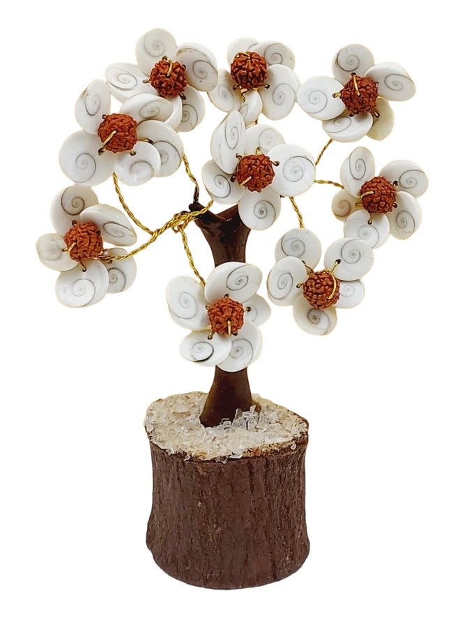 ARTISKRITI Gomti Chakra Flower with Rudraksha Beads Tree Plant for Goodluck Health Wealth and Prosperity, Chakra Tree, White and Brown (54 Chakra Multicolor) - Image 2