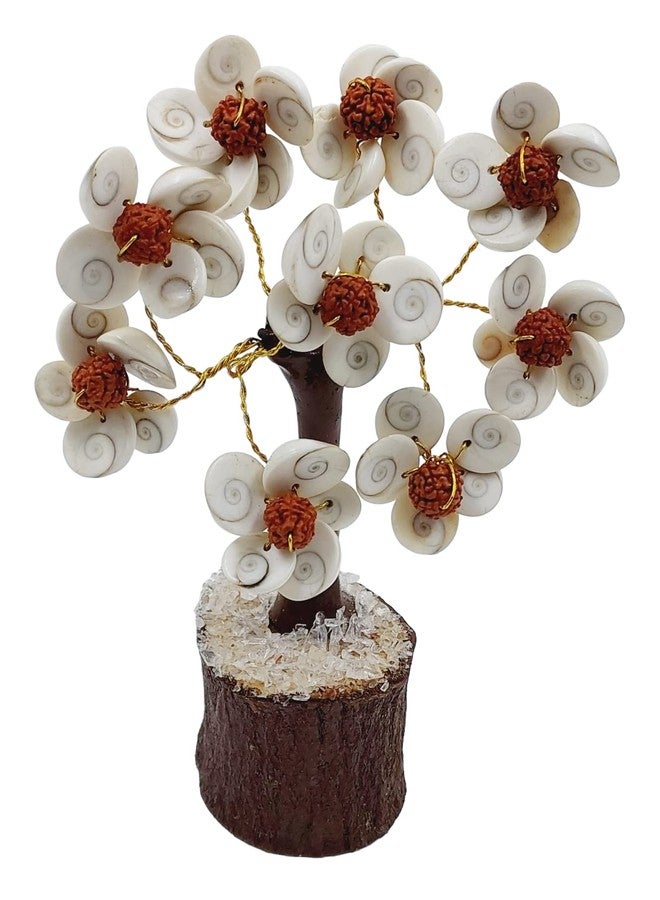 ARTISKRITI Gomti Chakra Flower with Rudraksha Beads Tree Plant for Goodluck Health Wealth and Prosperity, Chakra Tree, White and Brown (54 Chakra Multicolor) - Image 4