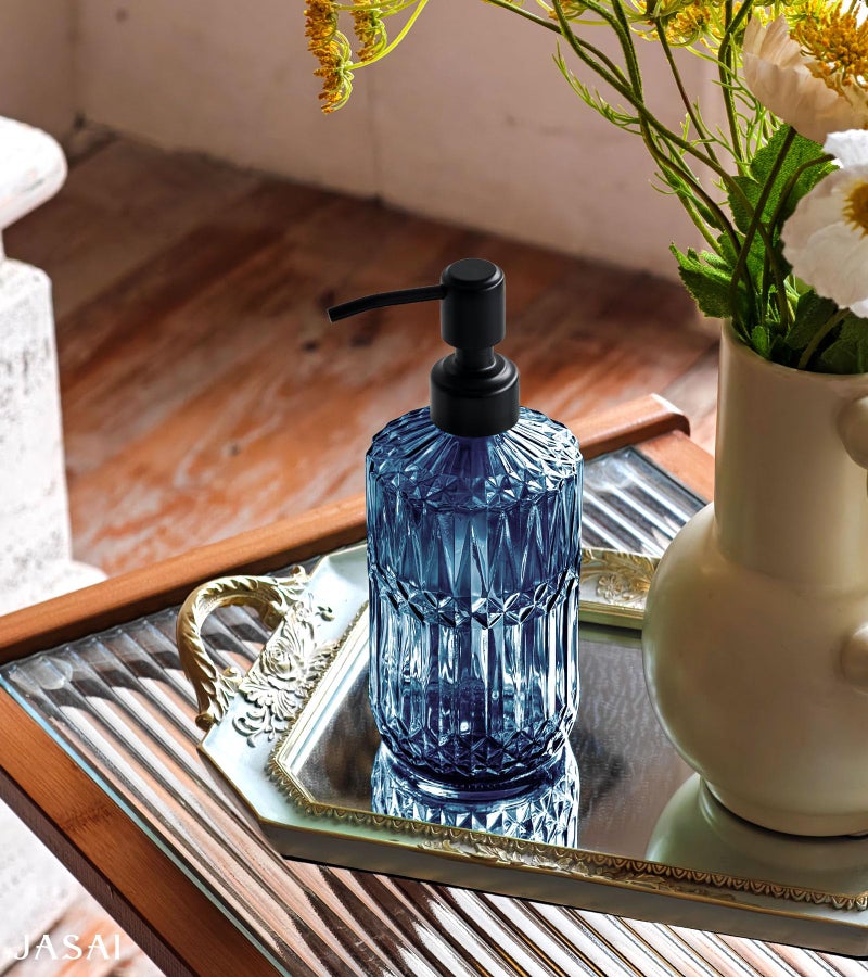 JASAI 18Oz Blue Soap Dispenser with Black Rust Proof Pump, Refillable Bathroom soap Dispenser with Thick Glass, Kitchen Soap Dispenser for Hand soap & Dish Soap.(Blue) - Image 3