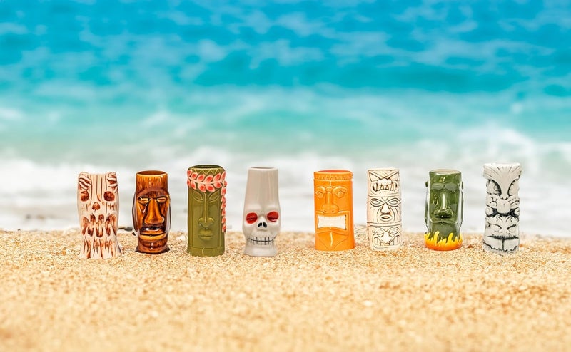 LEMONSODA HardCarved and HandPainted Tiki Mugs  Set of 8  Ceramic Hawaiian Luau Party Mugs Drinkware Cute Exotic Cocktail Glasses Tiki Bar Hawaiian Party Barware  18235oz - Image 3