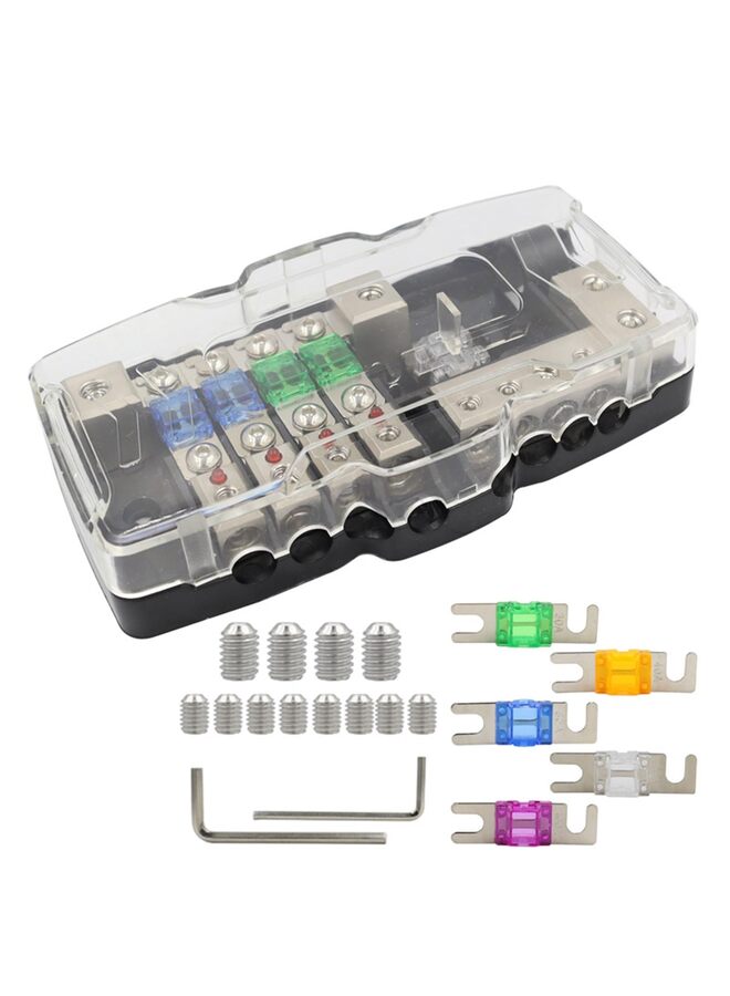 Fused Power Distribution Block Car Audio 4 Way MIDI(Mini-ANL) Fuse Block 12V 0/4 Gauge with Ground for Auto UTV Boat Stereo Amp  - Image 1
