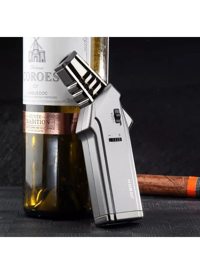 ALSAQER Alsaqer-Jobon Jet Flame Windproof Butane Gas Lighter-Bakhoor Charcoal Lighter-Jobon Torch Lighter-BBQ Lighter(Gas not Included)-(Silver)  - Image 1