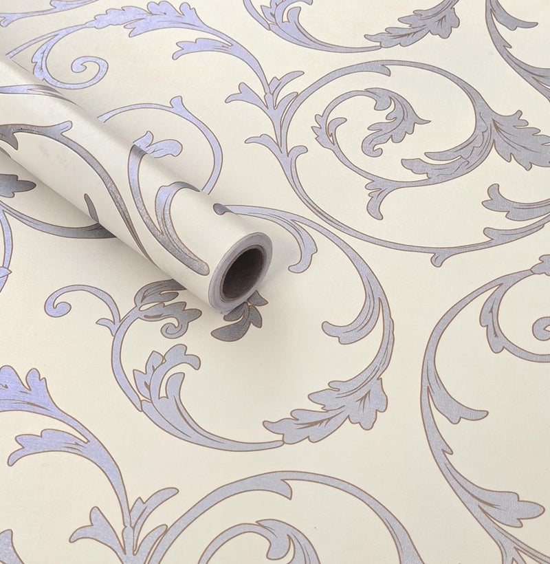 ROSASTELLA Self Adhesive Decorative Peel Stick Waterproof Damask Wallpaper Wall Decor Removable Wall Paper for Living Room Hall Decoration PVC Vinyl DIY Contact Paper 45x304cm - Image 1
