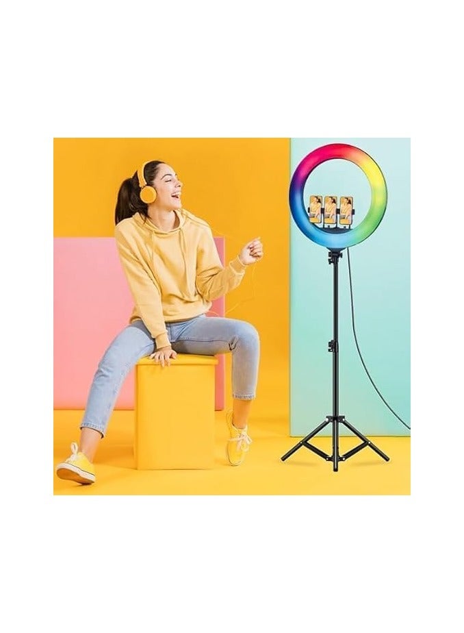 RGB Ring Light 56cm – 360° Rotation, Adjustable Brightness & Color Temperature, Non-Slip Design with Wireless Remote - Image 3