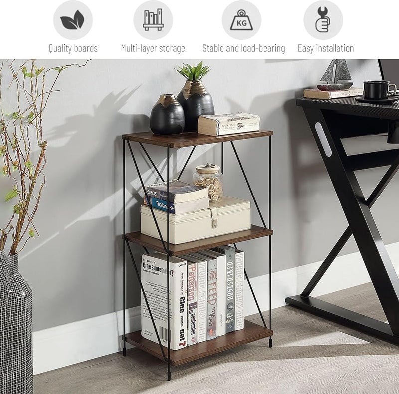 EqiEch Bookshelf Rack, 3 Tier Storage Shelf, Living Room Storage Organizer Shelf, Bookcases, Plant Stand, Storage Rack for Bedroom, Kitchen, Office, 41 * 30 * 71cm - Image 3