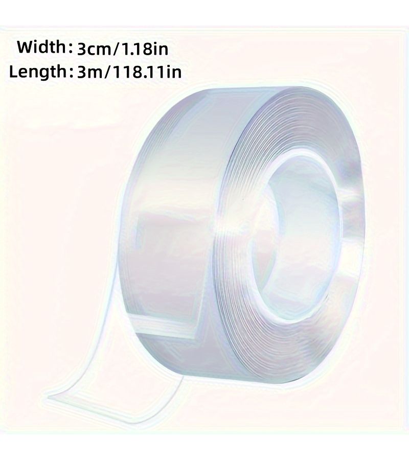 393.7 Inch Heavy Duty Double Sided Acrylic Tape 1 Roll Of Transparent Nano Tape No Residue Multi Surface Installation Permanent Adhesive Solution For Home Decoration Office Fixtures And Appliances - Image 3
