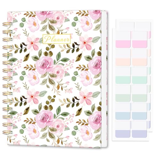 PIOOJK Undated Weekly and Monthly Planner – 12-Month To Do List Notebook Organizer with Goal & Habit Tracker, Monthly Calendar, Spiral Productivity Journal Ideal for Work, School & Home, 6.5" x 8.5", Rose - Image 1