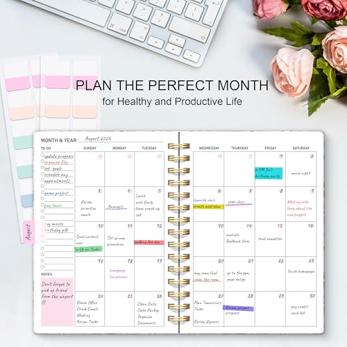 PIOOJK Undated Weekly and Monthly Planner – 12-Month To Do List Notebook Organizer with Goal & Habit Tracker, Monthly Calendar, Spiral Productivity Journal Ideal for Work, School & Home, 6.5" x 8.5", Rose - Image 5