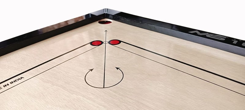 MS 10 Mahir Sports Board for Adults, Medium Size, Smooth Surface, Gloss Finish Board, 1.5 inch Border with Wooden and Magic boric Powder, Professional Carrom Board (Round Pocket) (26 nich) - Image 1