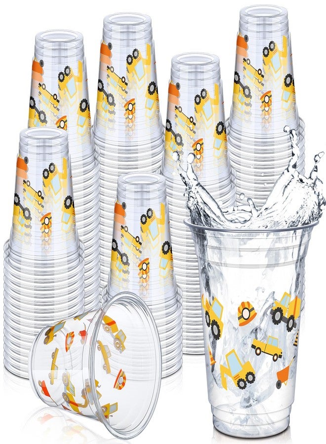 Uiifan 50 Pcs Construction Cups Construction Birthday Party Supplies 12 oz Theme Plastic Cups Disposable Dump Truck Traffic Glasses for Home Birthday Party Favors Supplies Decoration(Stylish) - Image 1