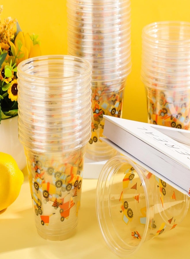 Uiifan 50 Pcs Construction Cups Construction Birthday Party Supplies 12 oz Theme Plastic Cups Disposable Dump Truck Traffic Glasses for Home Birthday Party Favors Supplies Decoration(Stylish) - Image 2