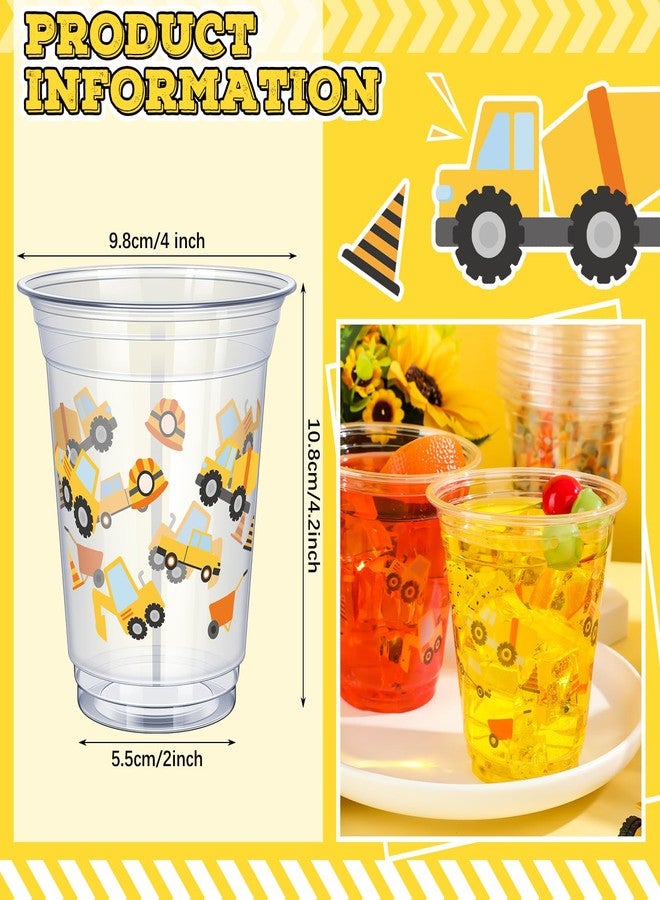 Uiifan 50 Pcs Construction Cups Construction Birthday Party Supplies 12 oz Theme Plastic Cups Disposable Dump Truck Traffic Glasses for Home Birthday Party Favors Supplies Decoration(Stylish) - Image 3