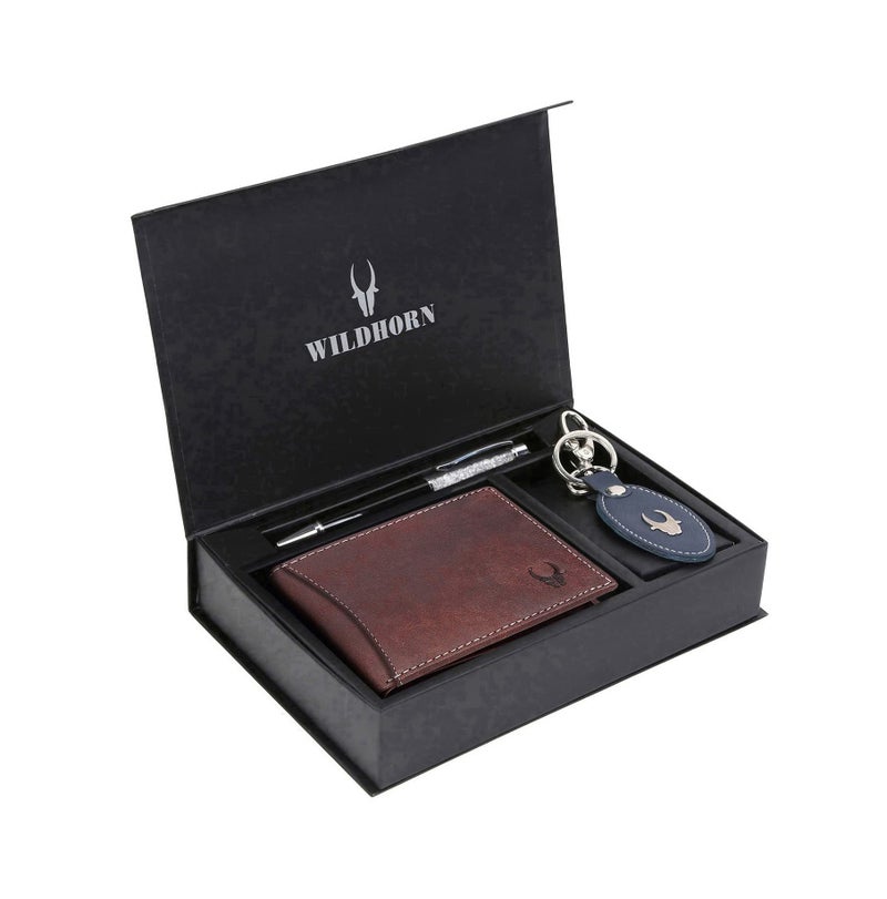 WildHorn Gift Hamper for Men I Leather Wallet, Keychain & Pen Combo Gift Set I Gift for Friend, Boyfriend,Husband,Father, Son etc - Image 2