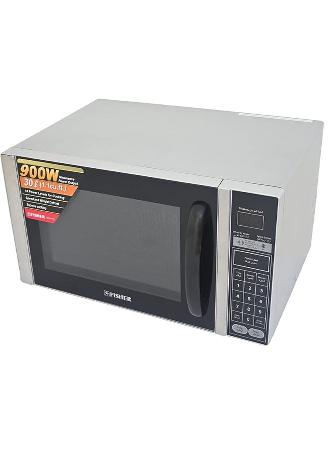 FISHER 30 Liters Digital Microwave Oven Large Capacity, 900W, with 6 Power Levels for Cooking, Silver | FEM-S7530V - Image 2