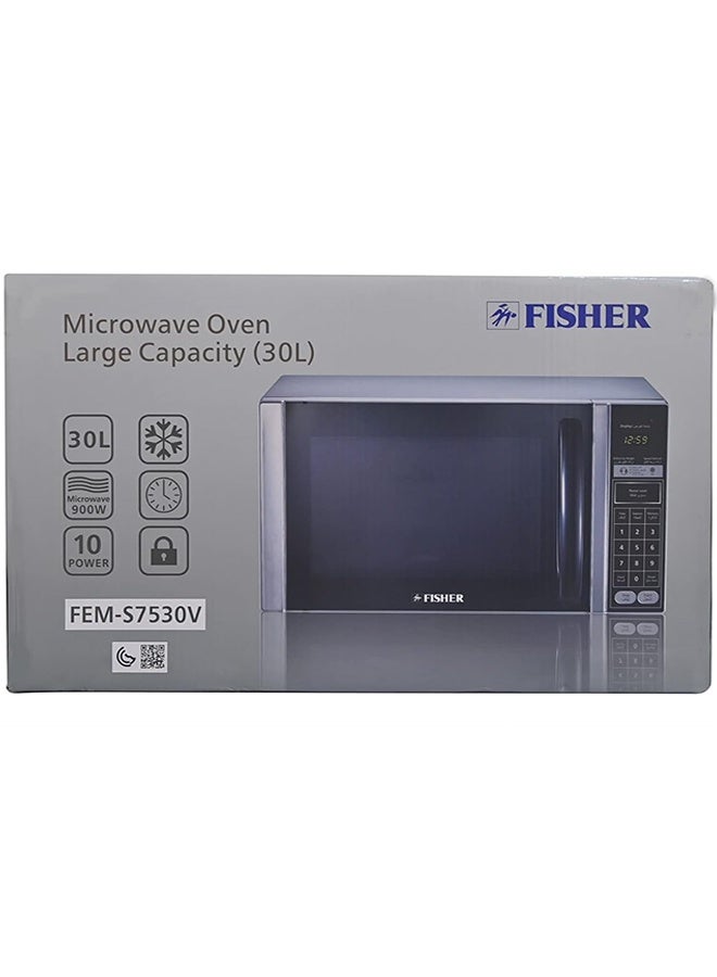 FISHER 30 Liters Digital Microwave Oven Large Capacity, 900W, with 6 Power Levels for Cooking, Silver | FEM-S7530V - Image 4