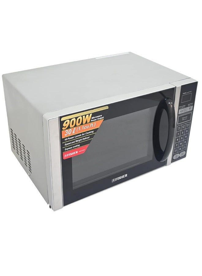 FISHER 30 Liters Digital Microwave Oven Large Capacity, 900W, with 6 Power Levels for Cooking, Silver | FEM-S7530V - Image 3