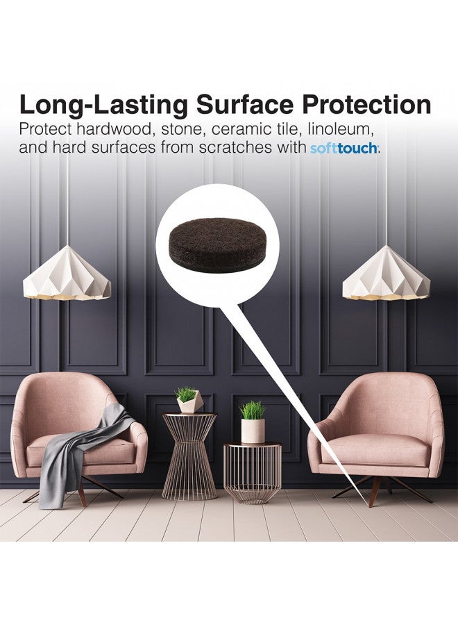 SoftTouch 1" Round Heavy-Duty Self-Stick Felt Furniture Pads - Protect Surfaces from Scratches & Damage, Brown (16 Pack) - Image 2