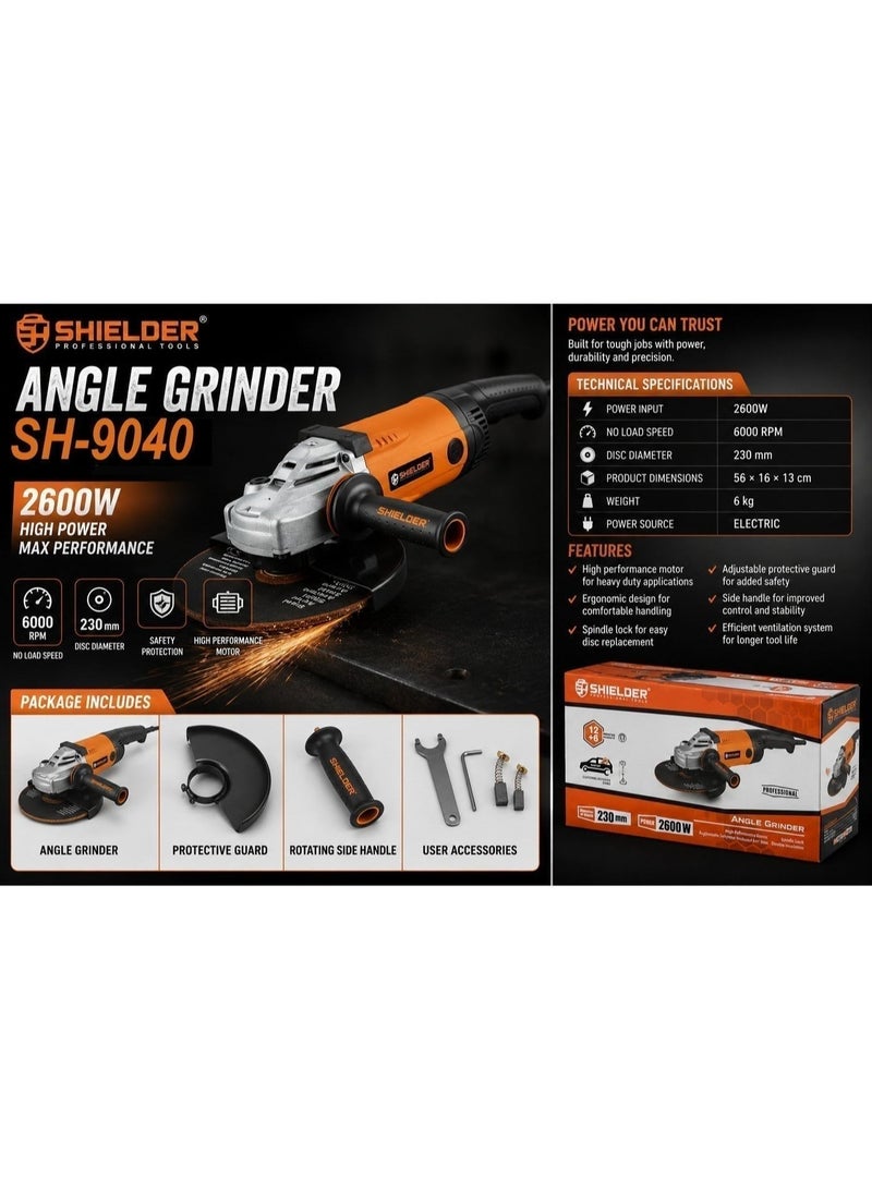 Shielder SH-9040 2600W Angle Grinder 230mm - Image 1