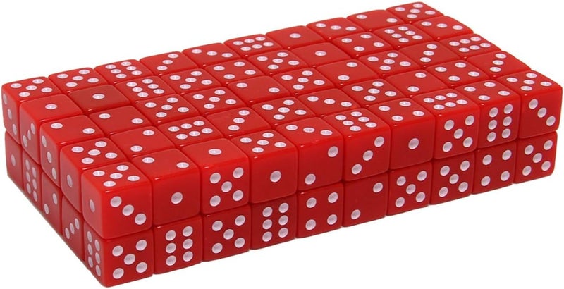 WE Games 100-Piece Red Opaque Square Cornered 16mm Six-Sided Dice Set - Perfect for Farkle, Liars Dice, Bunco & More - Image 2