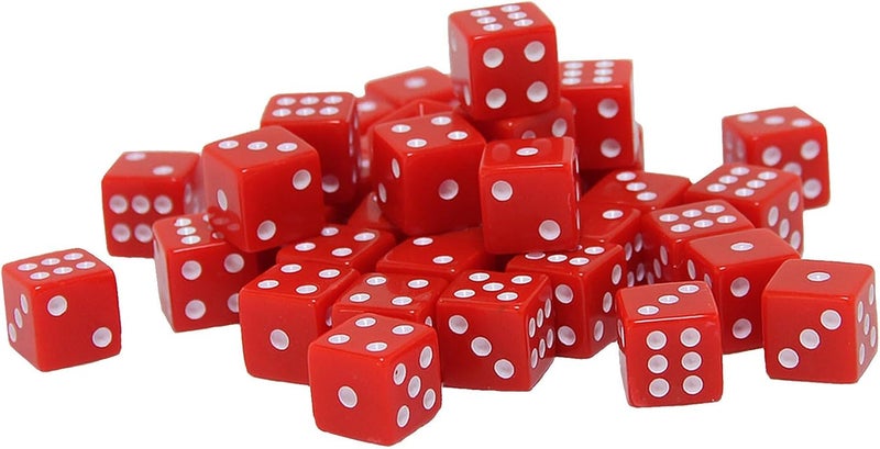 WE Games 100-Piece Red Opaque Square Cornered 16mm Six-Sided Dice Set - Perfect for Farkle, Liars Dice, Bunco & More - Image 1