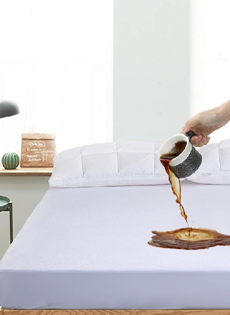 Blueberry Waterproof Terry Towel Mattress Protector Ultra-Soft Mattress Cover 160X200+25cm  - Image 1