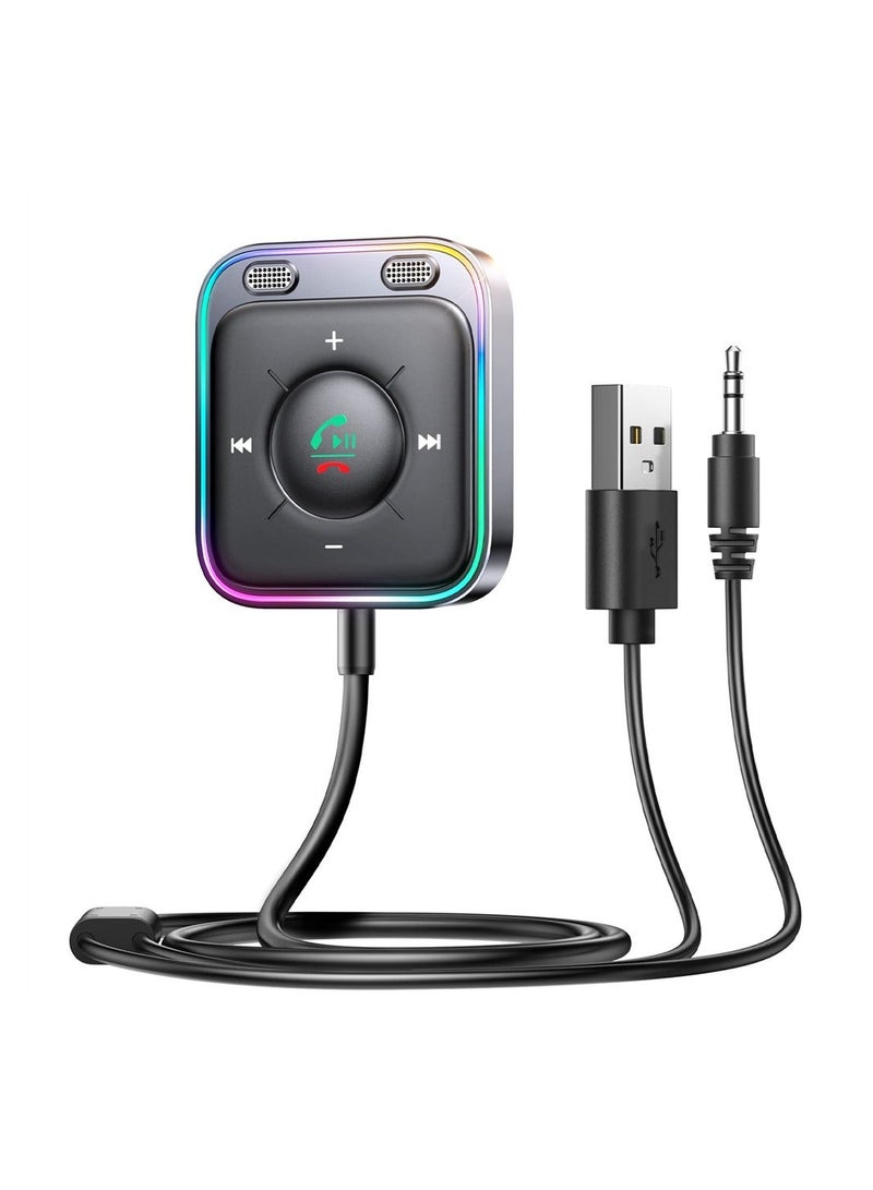Y&D Bluetooth 5.3 Car Adapter with Dual Mics and Noise Cancellation, AUX Kit Plug-and-Play Filter for Hands-Free Calls Stereo Audio  - Image 1