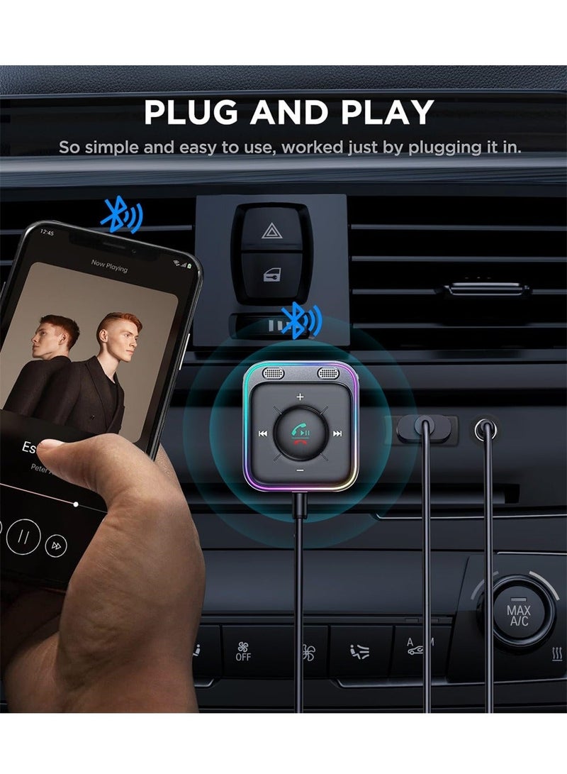 Y&D Bluetooth 5.3 Car Adapter with Dual Mics and Noise Cancellation, AUX Kit Plug-and-Play Filter for Hands-Free Calls Stereo Audio  - Image 4