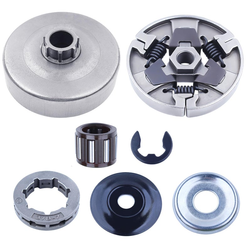 Adefol Chainsaw 3/8"-7 Clutch Drum Rim Sprocket Kit for Stihl MS660 066 064 MS640 MS661 Chainsaw, MS660 Cutch Kit With Washer E-clip Needle Bearing Replacement Parts # 1122 160 2002, 1122 007 1000 - Image 1