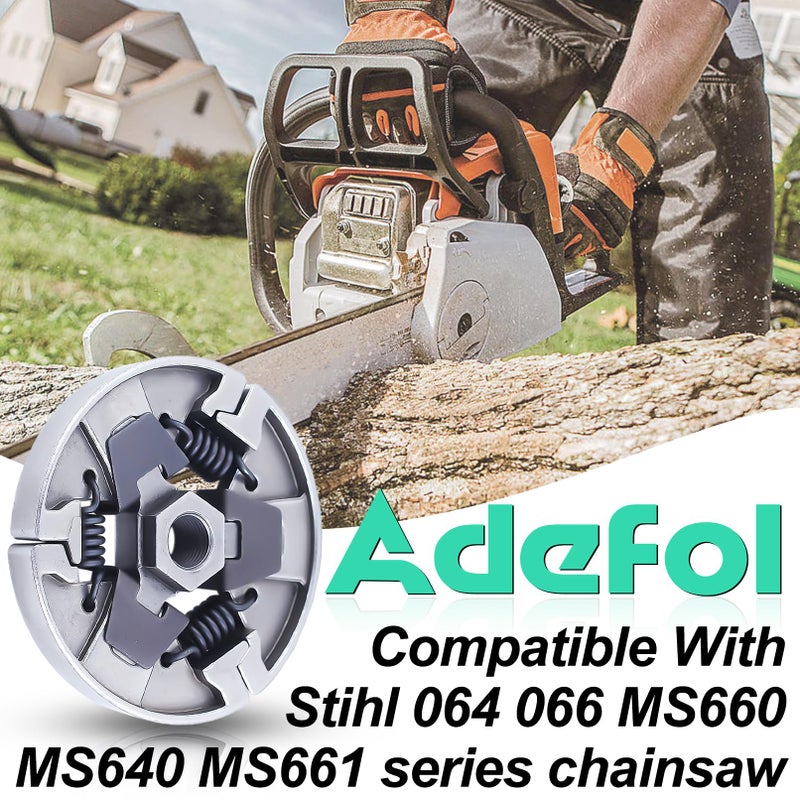 Adefol Chainsaw 3/8"-7 Clutch Drum Rim Sprocket Kit for Stihl MS660 066 064 MS640 MS661 Chainsaw, MS660 Cutch Kit With Washer E-clip Needle Bearing Replacement Parts # 1122 160 2002, 1122 007 1000 - Image 2