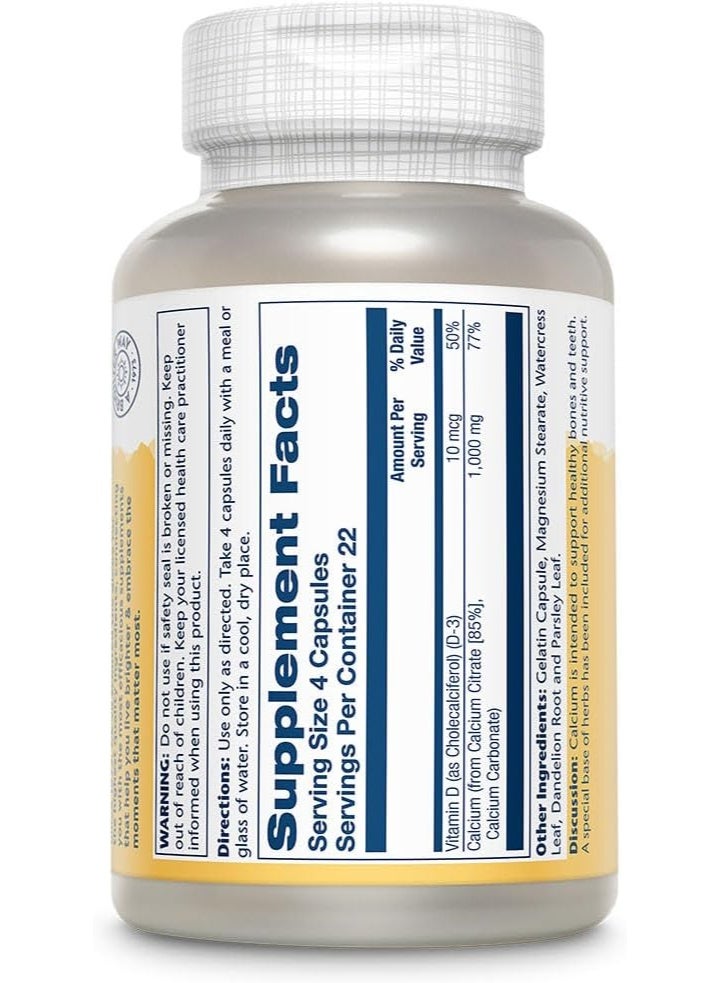 SOLARAY Calcium Citrate 1000mg with Vitamin D3 – Bone & Muscle Support Supplement – 90 Vegan Capsules - Image 2